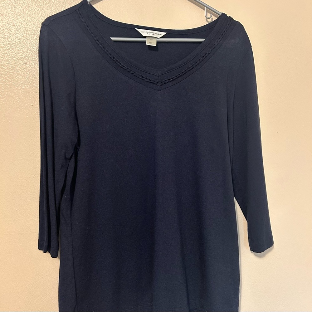 Christopher & Banks Navy V-Neck Blouse